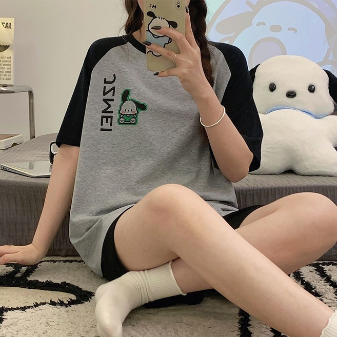 Ethel 면 통기성 반팔 파자마세트 여름 홈웨어 부드러움