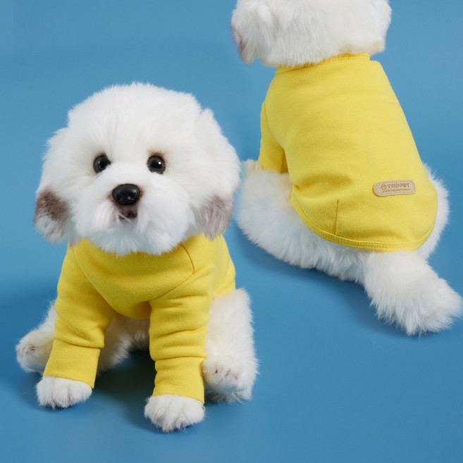탑보이펫 강아지옷 가을 겨울 커플티 스탠다드 강아지 맨투맨 티셔츠 (TP001), 옐로우
