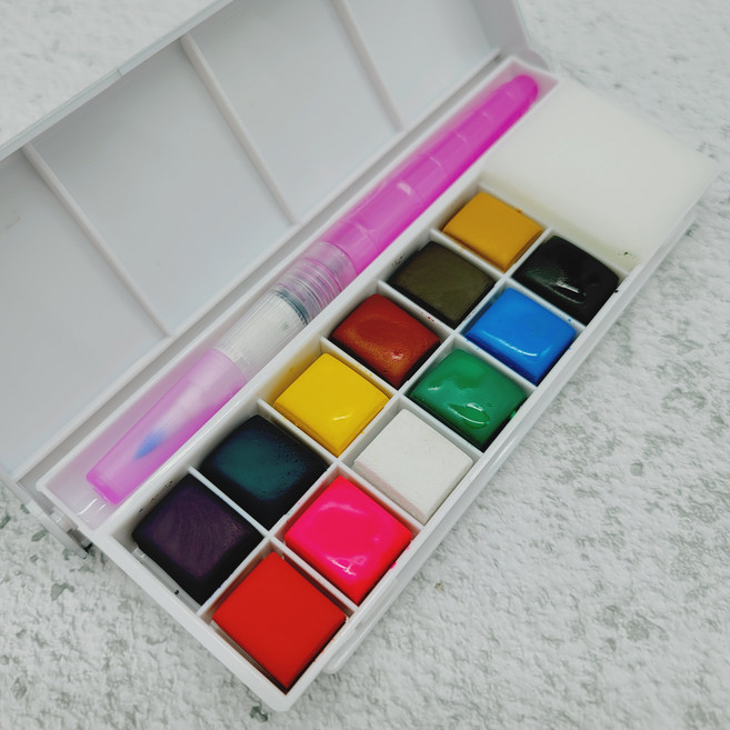 새한 아트시크릿 WCS-801 반고체물감 12색 팔레트