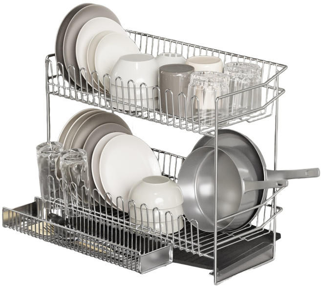 라라밤 올스텐 물빠짐 미니 식기건조대 2단 초슬림형 설거지 그릇, 1개, 스테인레스