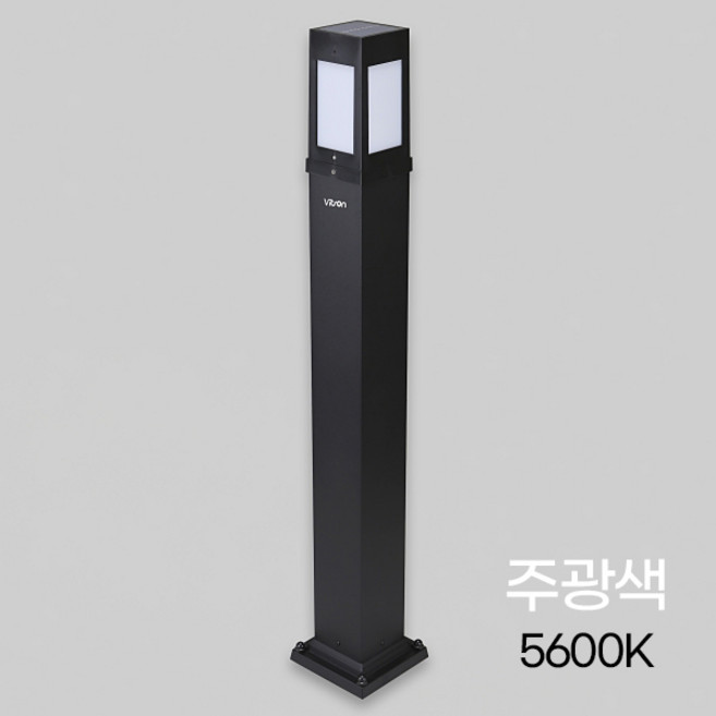 태양광 LED 문주등 기둥형 주광색 1M 정원등 전원주택 야외조명 카페조명, 블랙