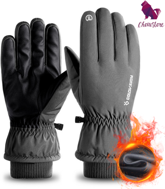 차우스토어 오토바이 자전거 스마트폰 터치 방한 겨울 스포츠 장갑, 그레이