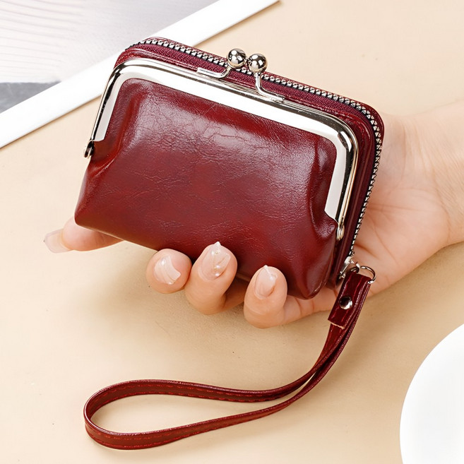 비브랜드 빈티지 손목스트랩 아코디언 동전 카드 지폐 미니 지갑