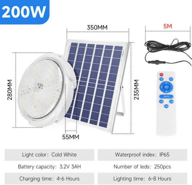야외 태양광 LED 방수 투광 조명 에너지 패널 램프 정원 장식 캠핑용 반사판 기구 led 야외조명 가로등, 10 200W Cold 6500k, 200W Cold 6500k+Cold White