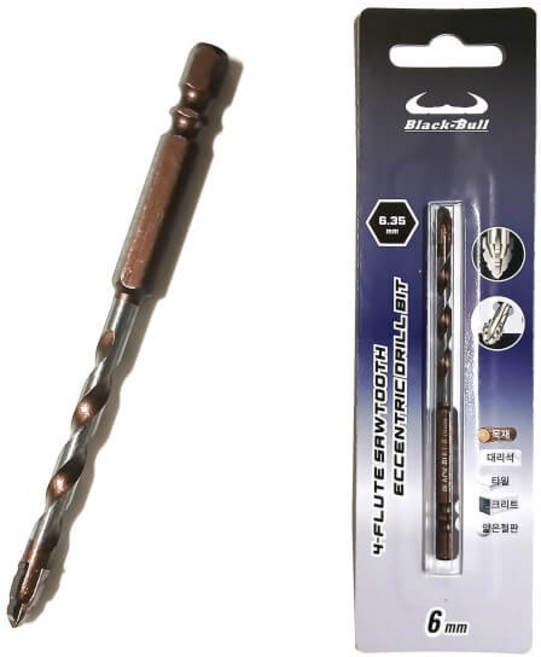 멀티 화살 타일 기리 4날 6mm 탭 드릴 비트 목재 콘크리트 철판 기리 콘기리, 1개