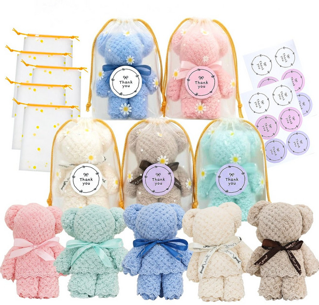 블레오 곰돌이 수건 답례품 구디백 선물 포장 세트, 10개, 소형
