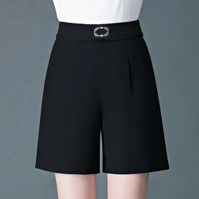 女款西裝短褲，夏季新款，白色，高腰，寬鬆，闊腿，休閒，直筒，中褲