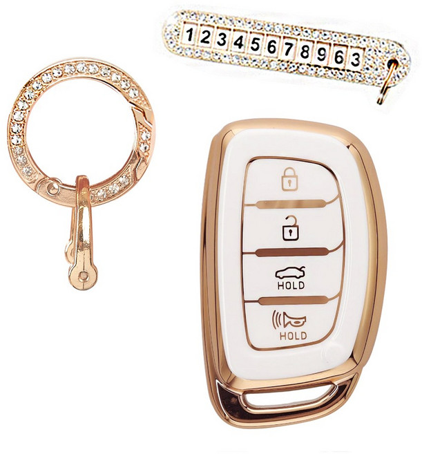 현대 차키케이스 현대자동차 키케이스 현대 키케이스 그랜저 키케이스 현대 키홀더 현대 차키 커버 호환 스마트키 케이스, E/화이트/(1번)