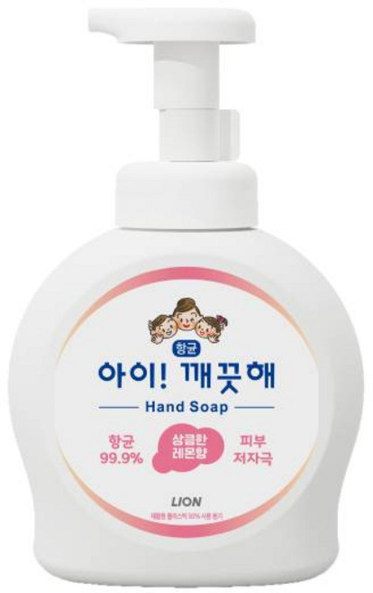 아이깨끗해 핸드워시 용기형 상큼한 레몬향, 490ml, 1개