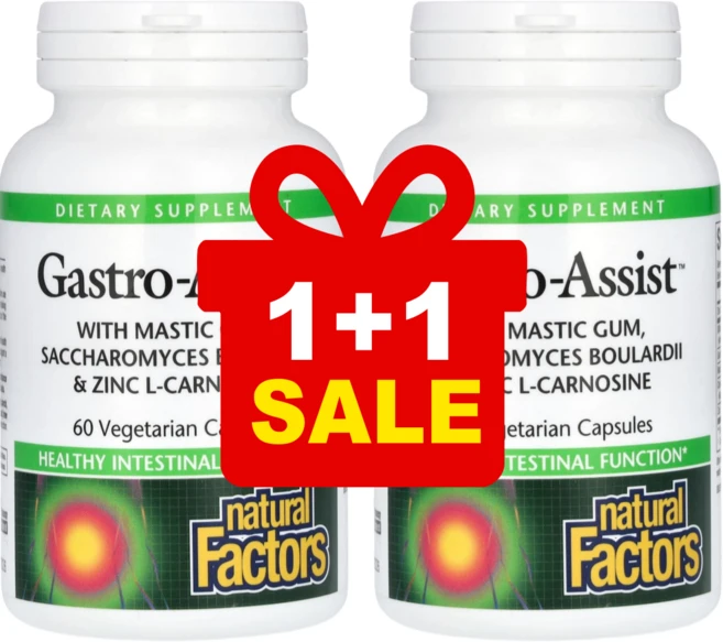 1+1 네추럴팩터스 Gastro-assist 매스틱검 사카로미세스 보울라디 및 아연 L-카르노신 함유 베지캡슐 60정 / 해외직구 캐나다정품, 2개 - 쿠팡