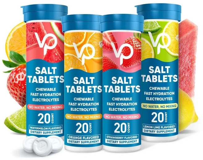 Venture Pal 츄어블 전해질 정제 야외활동 빠른수분 공급 무설탕 비건 80정(4팩), 다양한 맛, 1개(80개), 1개 - 쿠팡