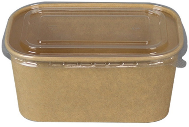 포담팩 KP 크라프트 사각종이용기 1000ml 뚜껑 용기 세트, 1개, 50개