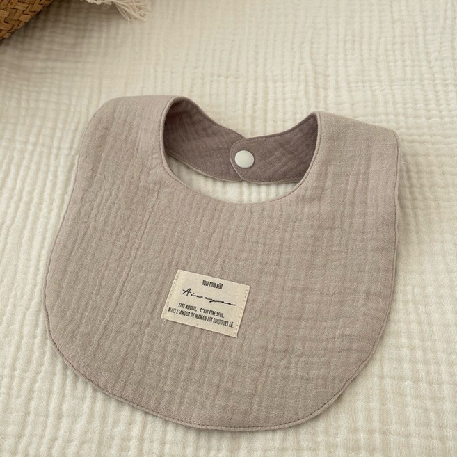 寶寶圍兜/嬰兒圍兜/ 口水巾/ 防吐奶圍兜 雙面 I96007, 藕灰-煙幕咖, 1個
