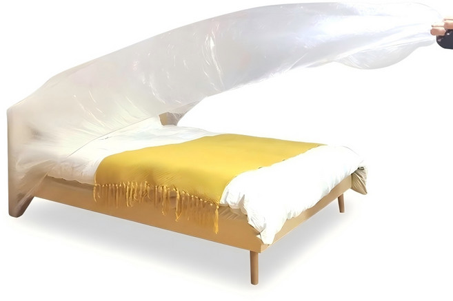 升級款鬆緊束口型家具防塵罩 270°全方位包裹 防塵防潮, 中號雙人床防塵罩【200*150】-5個,防潮（加厚防水）, 1件