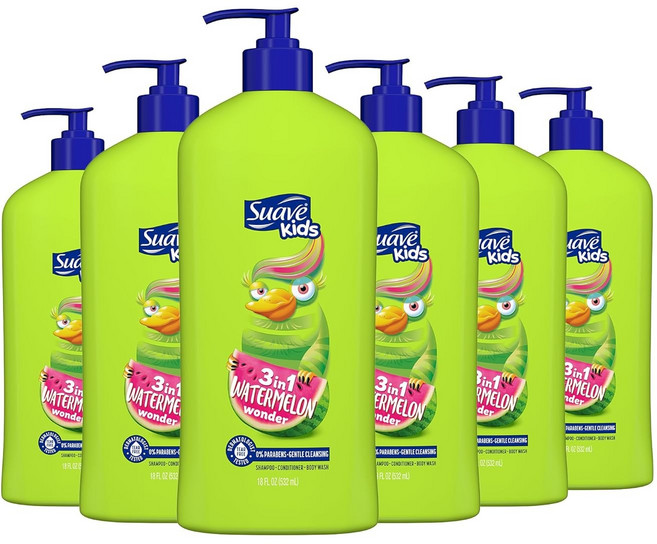 수아브 키즈 3in1 워터멜론 바디워시 샴푸 바디워시 532ml 6개