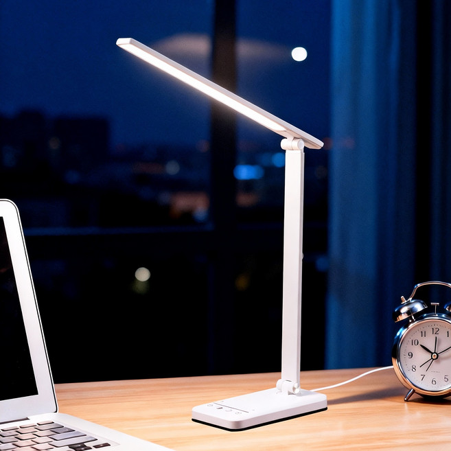 파페피 LED 학습용 스탠드 블루라이트 차단 시력보호 7단 밝기 5단 색온도 조절, 기본형, 화이트