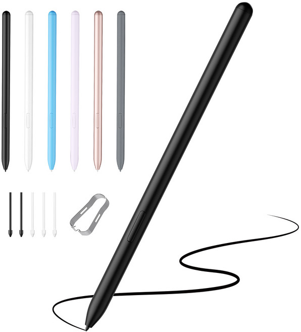 JAMJAKE 갤럭시탭 스마트폰 노트 S펜 와콤 호환 EMR 무충전 태블릿 터치펜 Galaxy Tab S6~S9 시리즈 호환, 1개, 블랙