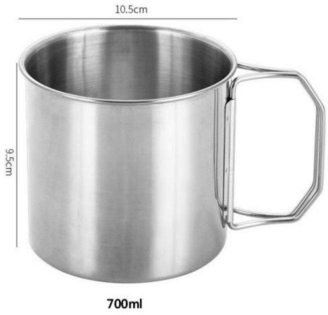 戶外露營登山不鏽鋼折疊杯 便攜式茶杯咖啡杯, 700ml (大), 1個