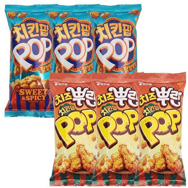 오리온 치킨팝 65g (닭강정맛+치즈맛), 3세트, 130g