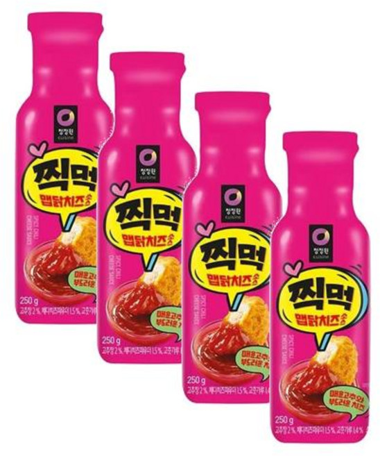 청정원 찍먹 맵닭치즈소스, 250g, 4개