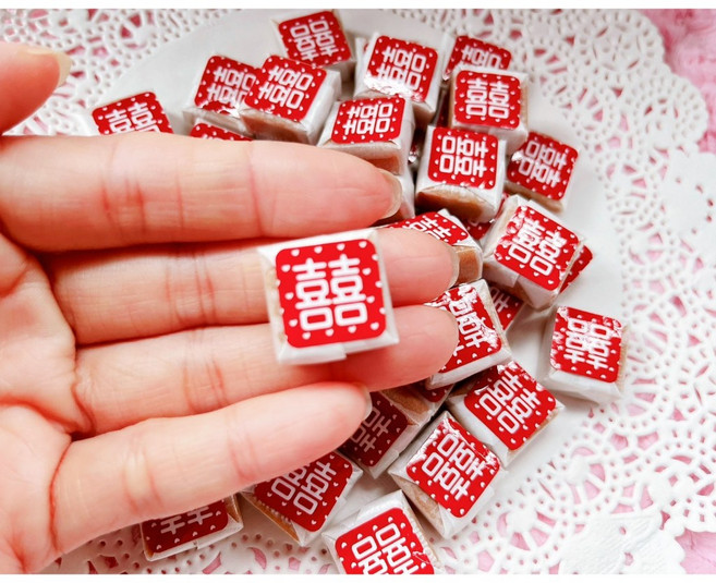 森永牛奶糖 囍字牛奶糖 婚禮小物 100顆裝, 1個, 公主粉