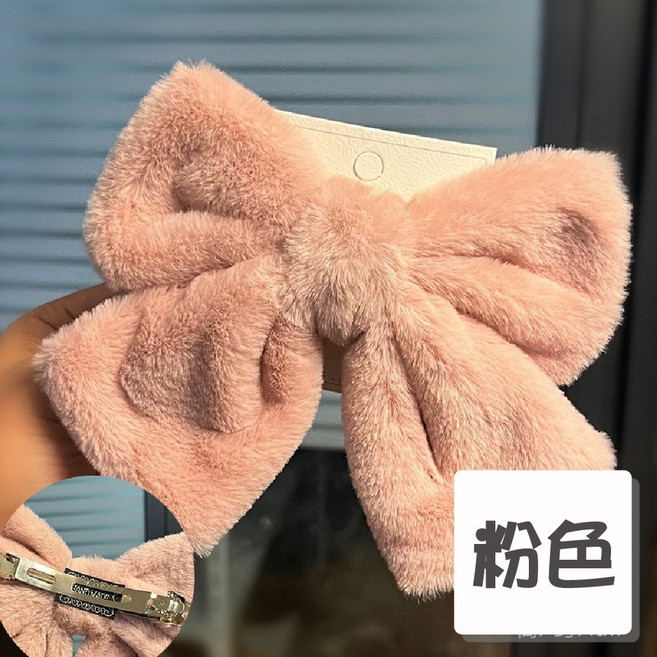 大蝴蝶結髮夾 可愛風絨毛頭飾 兒童髮夾