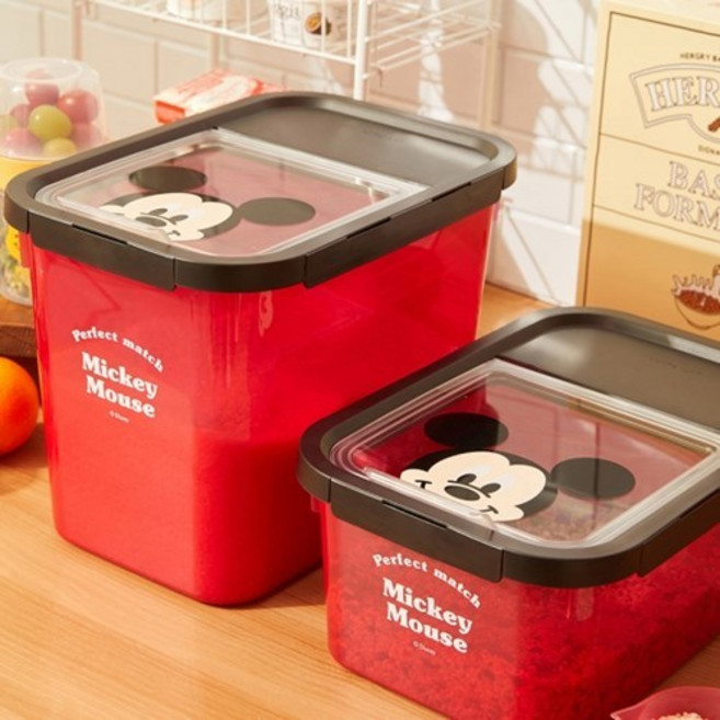 [텐바이텐X락앤락] 미키 다용도 보관통 5kg(장난감 옷정리 쌀 사료), 1개, 레드