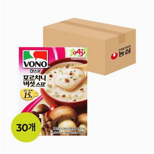 농심 보노 포르치니버섯스프 54g 30개, 4개