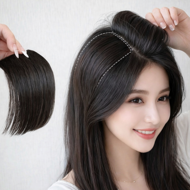 벨라비전 얼굴소멸 초동안 정수리 볼륨가발 부분가발, 1개, 다크브라운