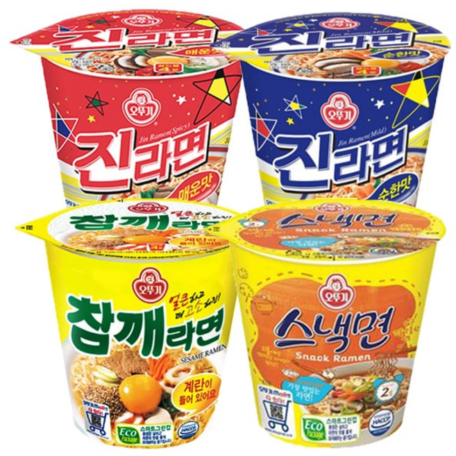 오뚜기 참깨라면컵3개+스낵면3개+진라면매운맛3개 +순한맛3개, 1개