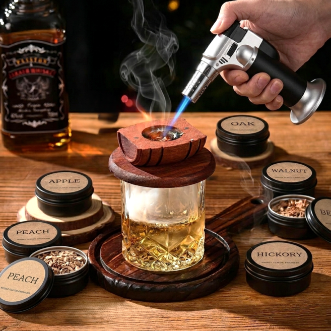 시컬리 위스키 스모커 키트 칵테일 훈연기 세트, 1개, 우드칩6종+훈연기만