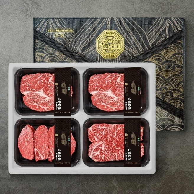 횡성한우 선물세트 1+ 1.2Kg [등심 300g +등심 300g + 안심 300g + 채끝 300g], 1박스