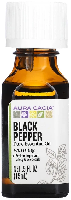 Aura Cacia 100% 순수 에센셜 오일 블랙페퍼 워닝 .5 fl oz (15 ml), AuraCacia100순수에센셜오일블랙페퍼워닝5floz, 1개, 15ml - 쿠팡