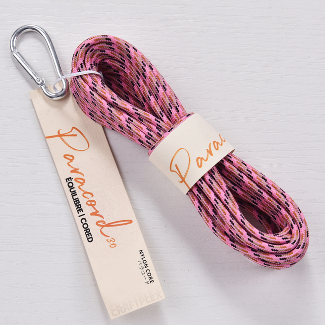 3mm 배색 파라코드 카라비너 5m 멀티 컬러 파라코드 팔찌 마스크 스트랩 리드줄 마크라메 재료, 1개, 12.핑크