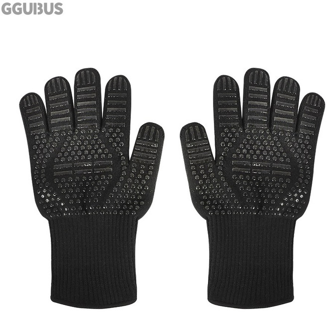 캠핑몽 바베큐글러브 소가죽 장갑 방염 캠핑 안전한 바베큐그릴 화로 숯불 야외 장작 불멍, 03_논슬립 글러브, 1개