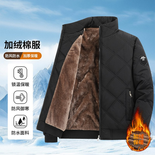 冬季男士立領加絨保暖棉衣外套