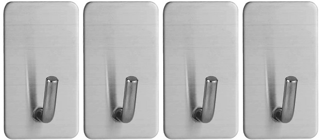 아케이바이 스텐304 무타공 벽 부착고리 4개입, 1세트