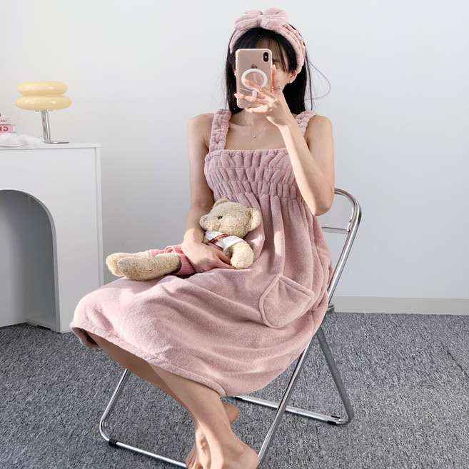 여성용 샤워가운, 핑크, 1개