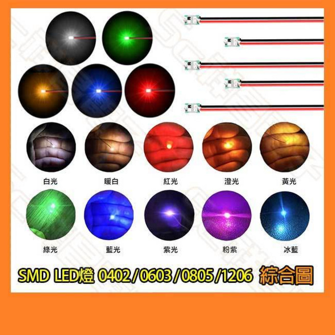 祥昌電子 0402/0603/0805/1206 SMD LED 帶線燈 模型造景燈, 1個, 粉紫, 0805