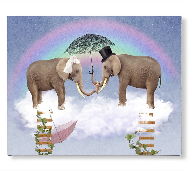 세잔느화실 [캔버스액자]풍수액자-22.구름위의 하트코끼리2