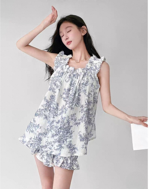 여름 여성 잠옷 세트 면100%