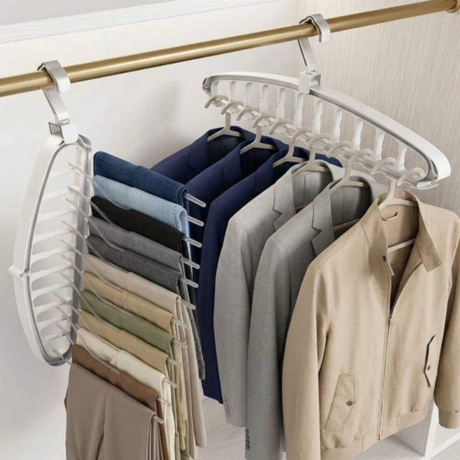 슬러피 11구 공간절약 옷걸이 공간활용 멀티옷걸이, 4개, 화이트