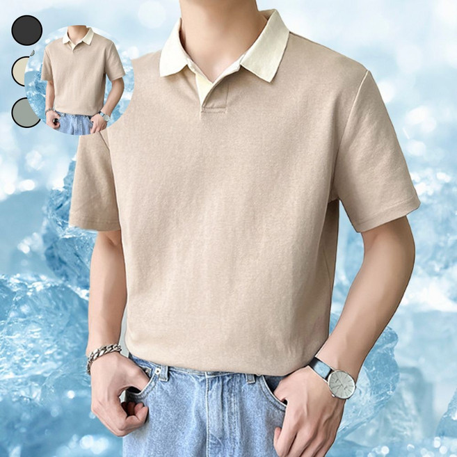 반팔티셔츠 남성 반팔 티셔츠 슬릭넥 봄 여름 스포츠 골프 기본핏