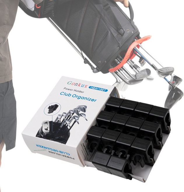 업그레이드 캐디백 클립 골프채 정리 아이언 홀더 드라이버 클럽 정리 14P, 블랙, 14개