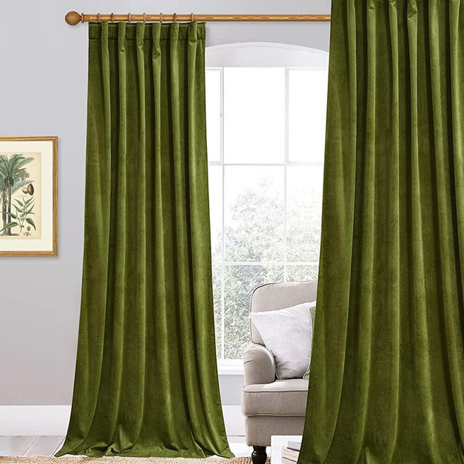 StangH 블랙 암막 커튼 - 침실/영화실용 고급스럽고 두껍고 두꺼운 벨벳 창문 드레이프 거실용 단열 프라이버시 드레이프 너비 132.1 x 길이 213.4cm(52 x