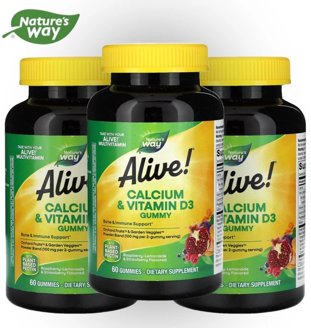 네이처스 네이쳐스 네이쳐 네이처 웨이 얼라이브 칼슘 비타민D3 60구미젤리 3개, 60정 - 쿠팡