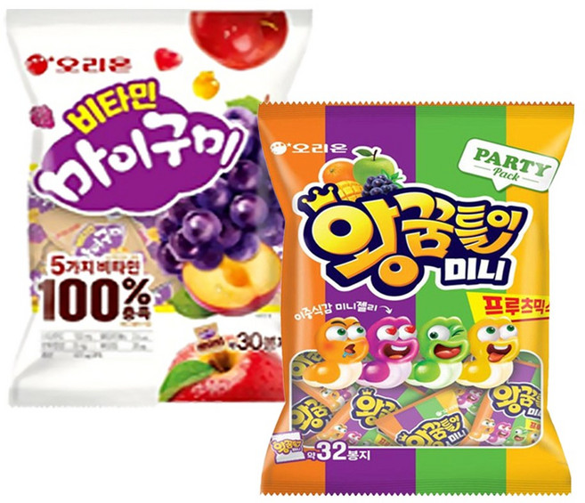 오리온 비타민 마이구미 294g+왕꿈틀이미니 파티팩 336g, 1세트, 630g