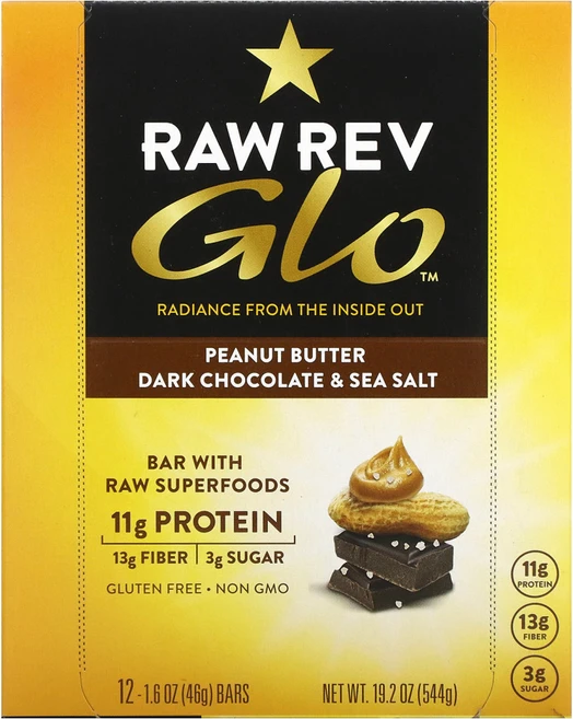 Raw Rev Glo 피넛 버터 다크 초콜릿 & 천일염 12 개입 각 1.6 oz (46 g) 1팩, 46g, 1개 - 쿠팡