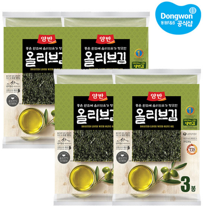동원 양반 올리브김 전장김, 20g, 12개