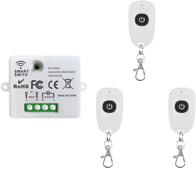 433MHz 호환 용품 무선 원격 제어 스위치 조명/팬/모터/차고 문 오프너에 대 한 1 채널 AC 110V 220V RF 릴, 3Remotes 1 Receiver